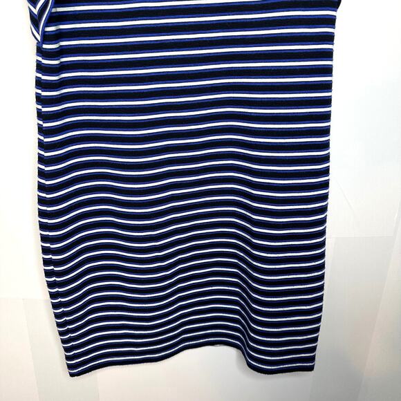 Seed Heritage XS Blue Black Stripe Ruffle Sleeve Shift Stretchy Women's Dress - Picture 3 of 6